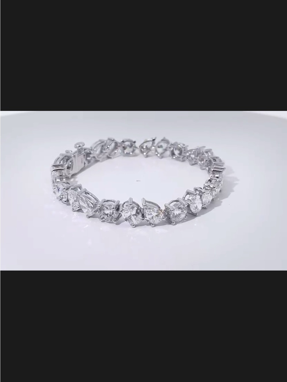 18K White Gold Mixed-Shape Lab Diamond Tennis Bracelet